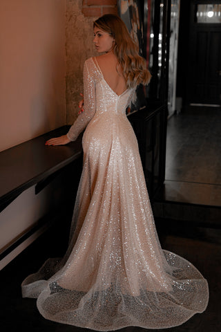 Nude Sparkly Wedding Dress Feilin - Olivia Bottega