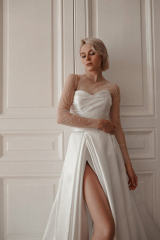 Mikado Wedding Dress Chloe with Front Slit - Olivia Bottega