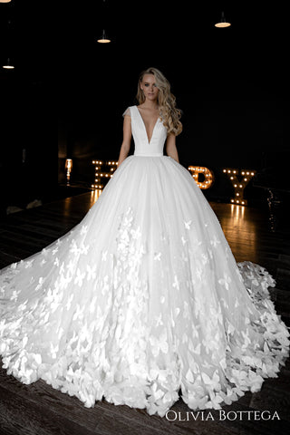 Butterfly Appliqued Wedding Dress Baily - Olivia Bottega