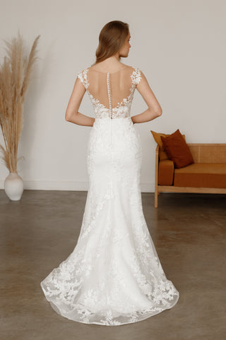 2 in 1 Lace Wedding Dress Airis with Detachable Skirt - Olivia Bottega