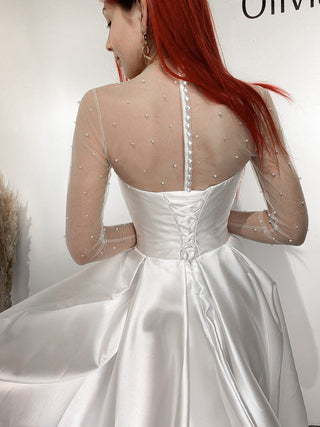 Mikado Wedding Dress Chloe with Front Slit - Olivia Bottega