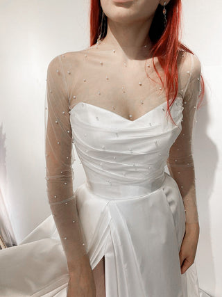 Mikado Wedding Dress Chloe with Front Slit - Olivia Bottega