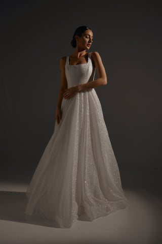 Sparkle Wedding Dress Inkery With Square Neckline - Olivia Bottega