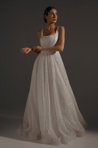 Sparkle Wedding Dress Inkery With Square Neckline - Olivia Bottega