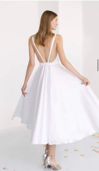 Satin midi wedding dress Elli Midi - oliviabottega