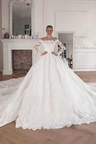 Off-the-Shoulder Lace Ball Gown Nuria - Olivia Bottega