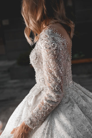 Royal Lace Off-The-Shoulder Sparkly Wedding Dress Meryem - Olivia Bottega