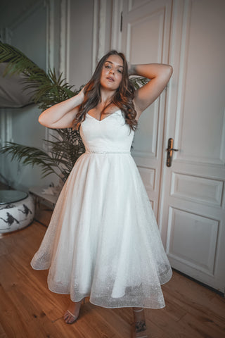 Plus Size Shiny Wedding & Evening Dress Heist Midi - Olivia Bottega